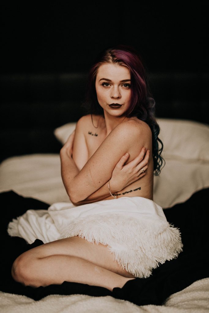 cozy moody boudoir session at home