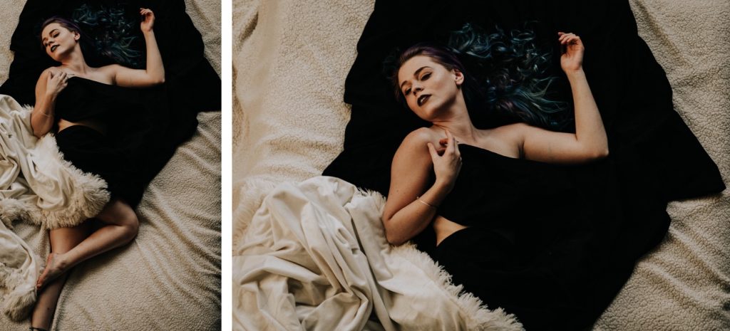 cozy moody boudoir session at home