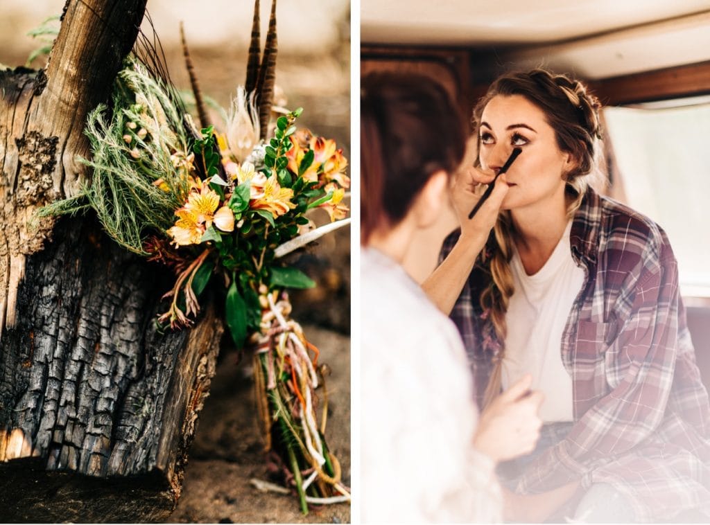 Colorado camper van wedding elopement bouquet
