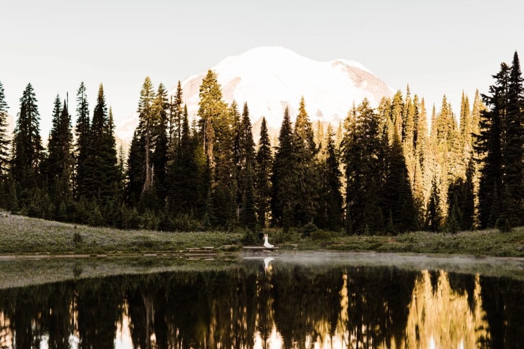Mt Rainier national park elopement photos at sunrise | Washington state elopements and adventure weddings