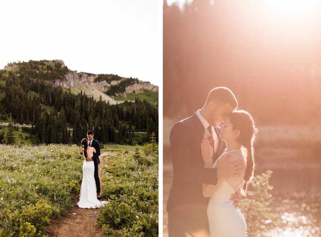 Mt Rainier national park elopement photos in Washington state | Seattle elopement photographers and adventure wedding photographers