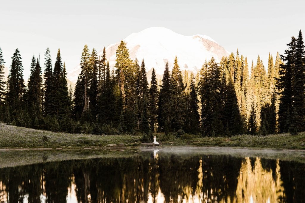 Mt Rainier elopement by an alpine lake | Washington state elopement photographers