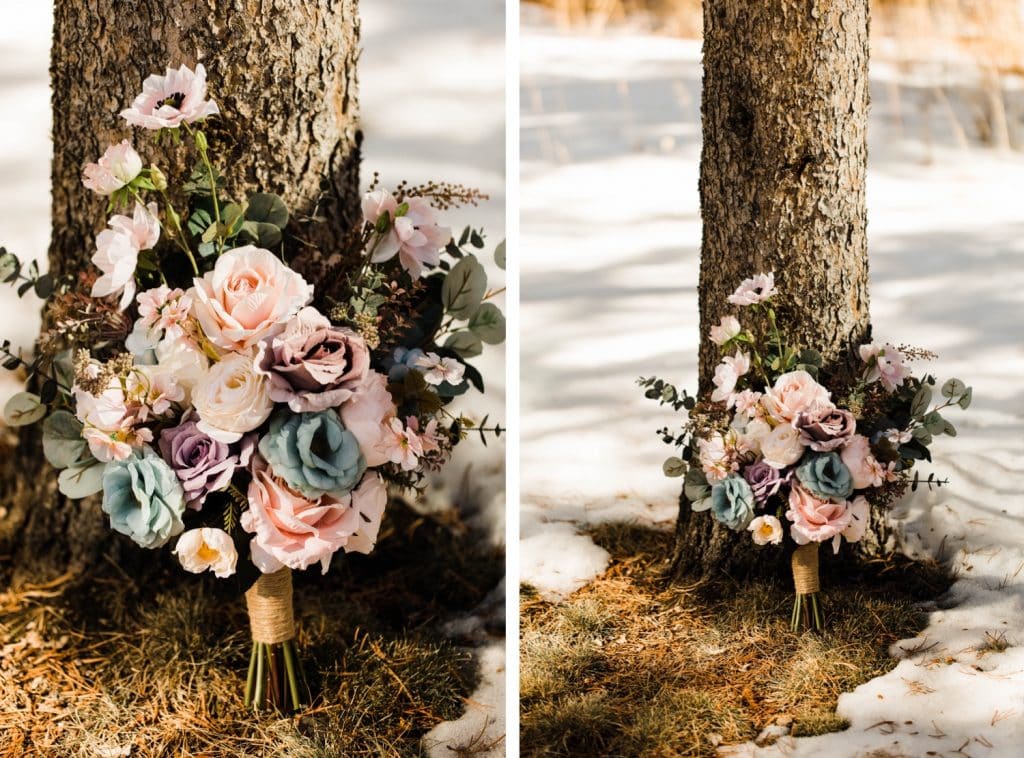 winter bouquet for a Sapphire Point Overlook wedding in Colorado