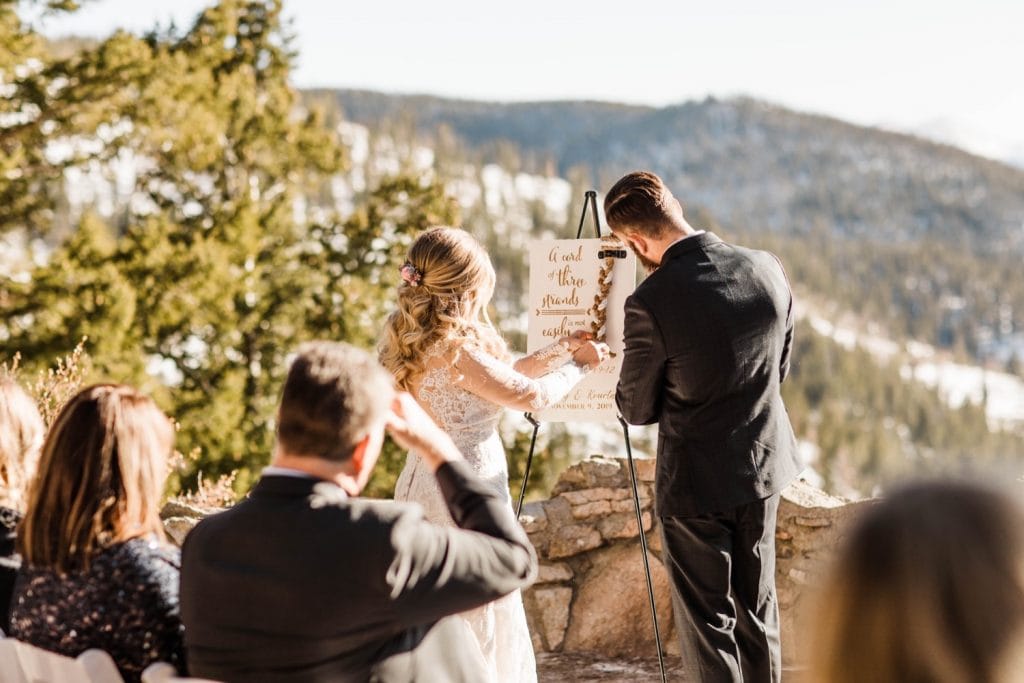 unity ceremony at a Sapphire Point Overlook wedding ceremony