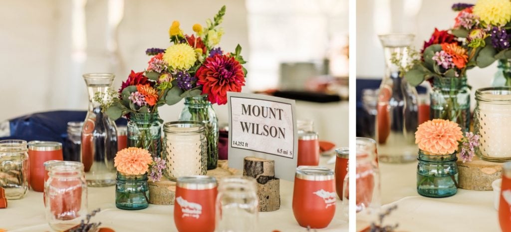 Telluride wedding decor for a horse ranch wedding in the mountains