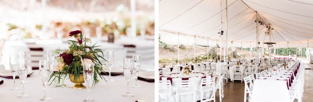Dunaway Gardens wedding photos of reception and table decor