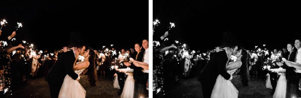Dunaway Gardens wedding photos of sparkler exit