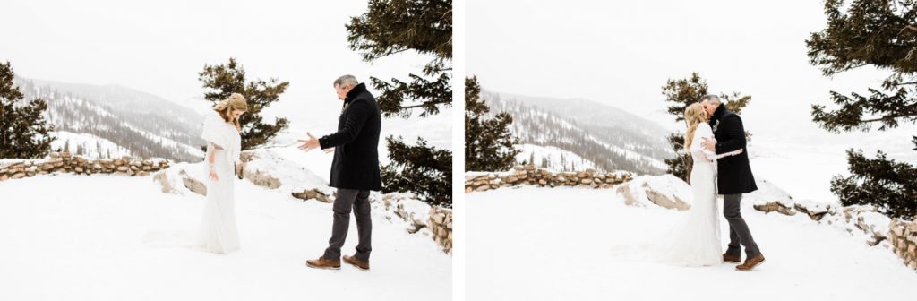elopement first look at Sapphire Point Overlook