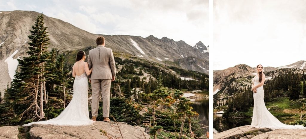 photo of a bride after her mountain wedding in Colorado taken by Colorado mountain wedding photographers