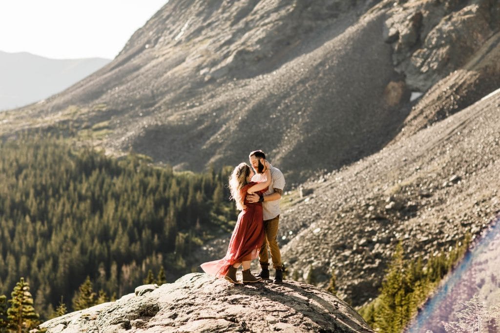 Breckenridge Colorado engagement photos on a mountain pass