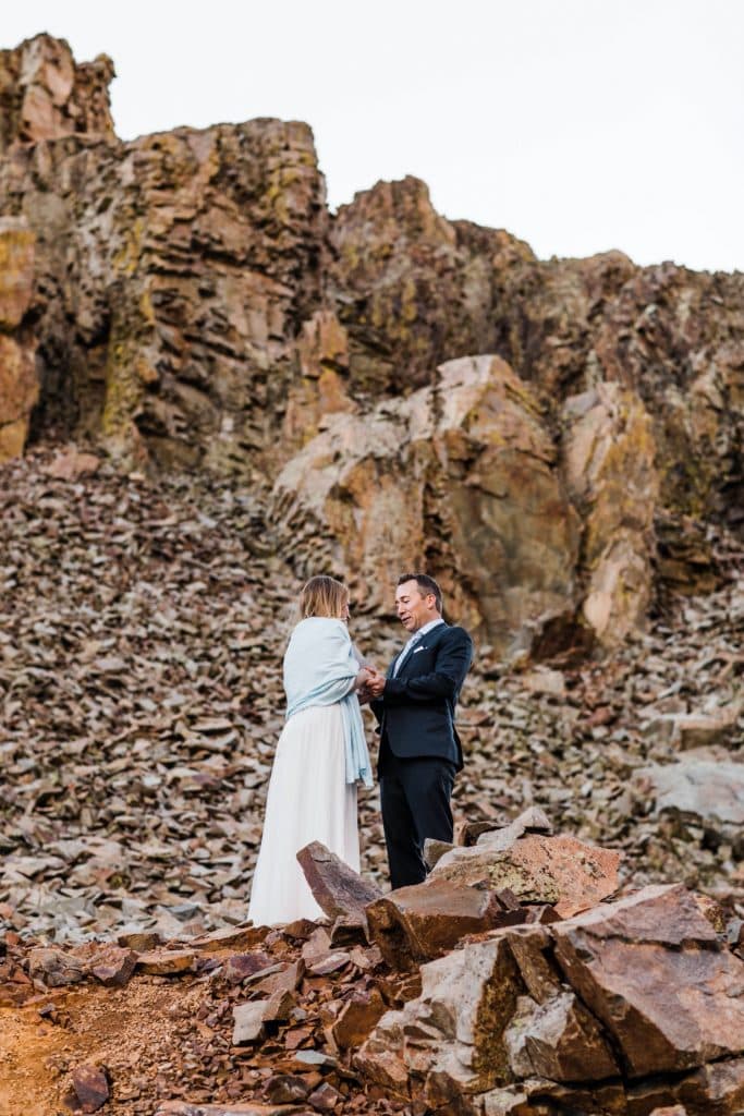 bride and groom sharing their vows during their Telluride elopement