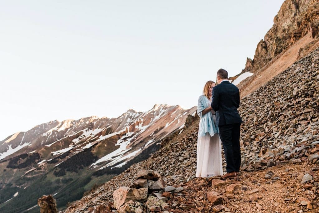bride and groom sharing their vows during their Telluride elopement