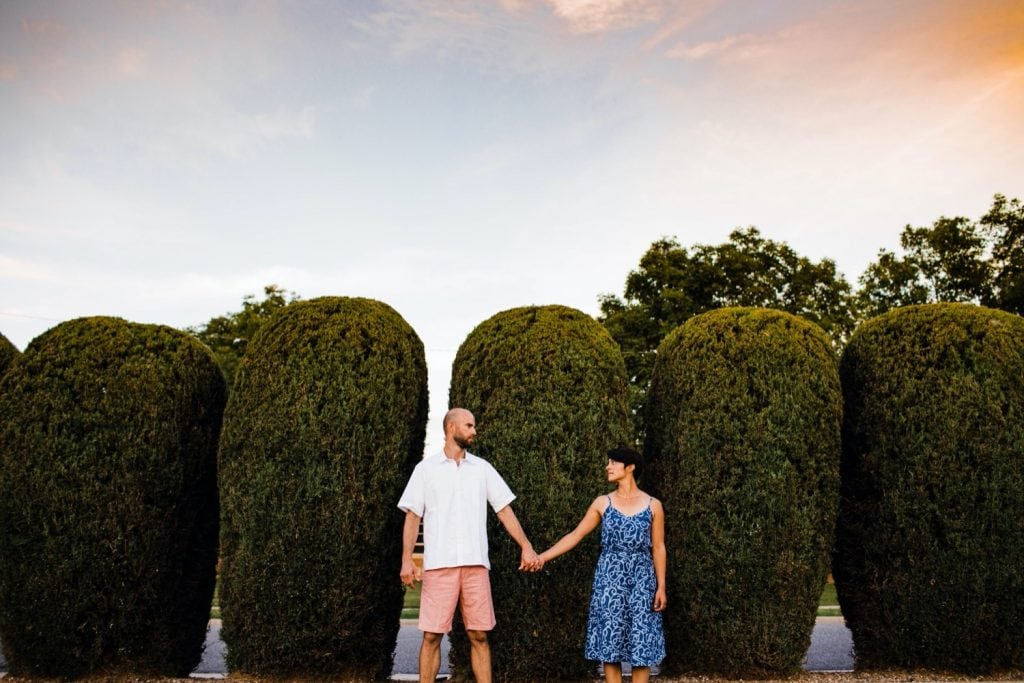 sunset couples photos after a small Denver Botanic Gardens wedding