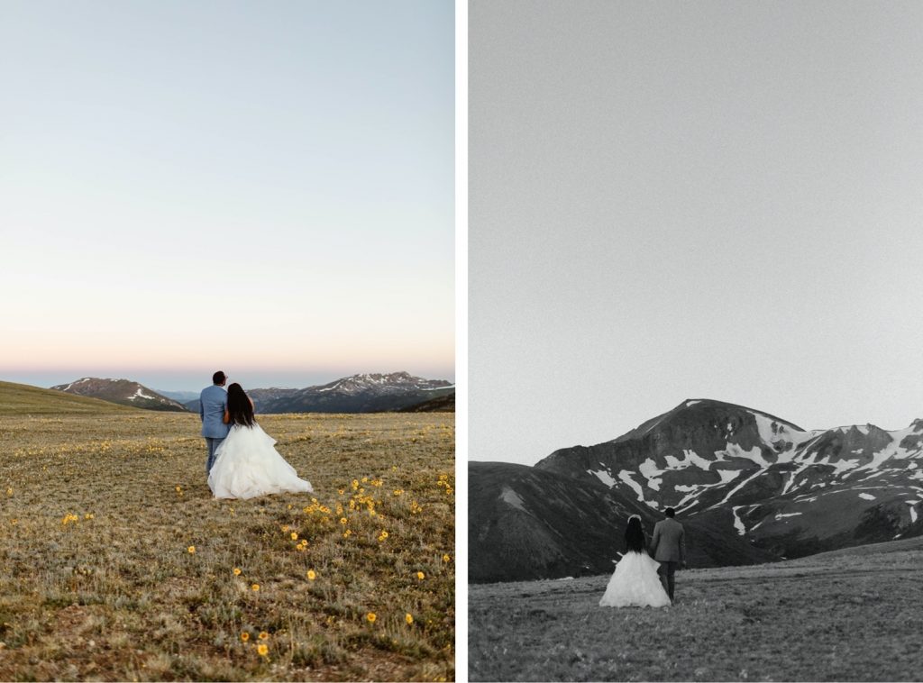 sunrise couples photos before a sunrise Aspen Colorado elopement