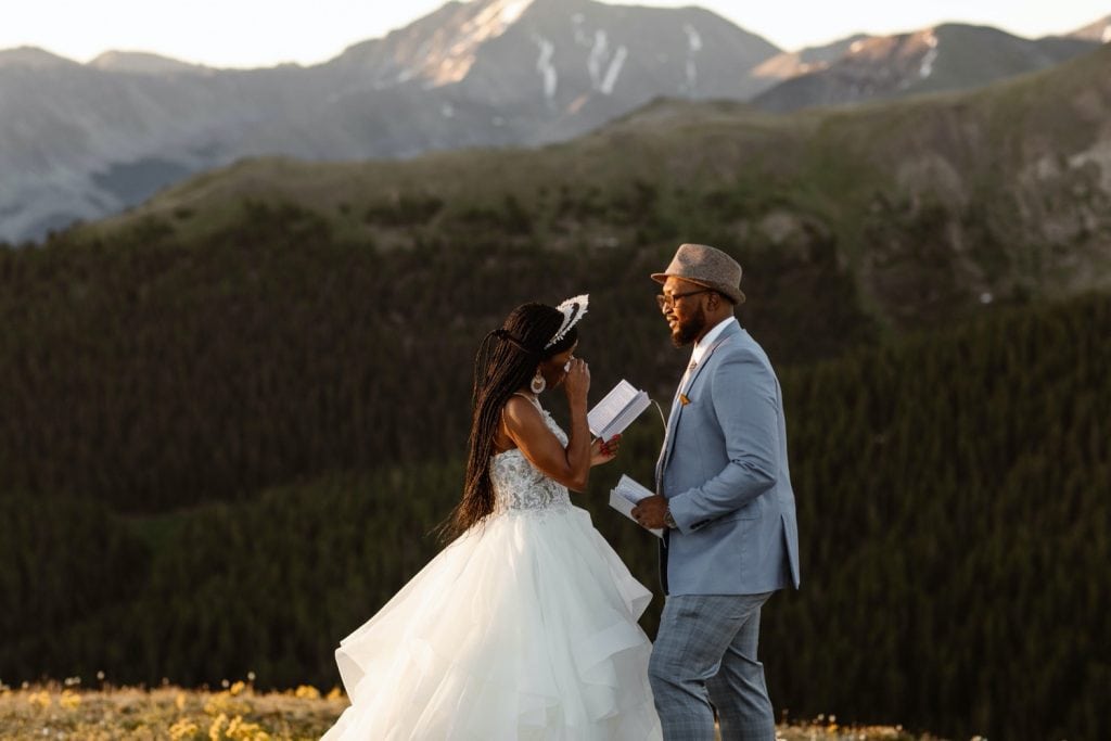 Aspen Colorado elopement vow reading
