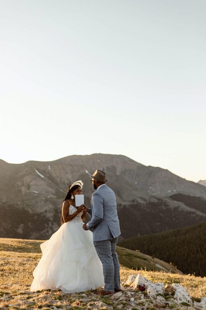 Aspen Colorado elopement vow reading