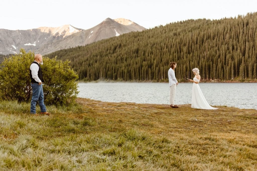 small lake wedding ceremony