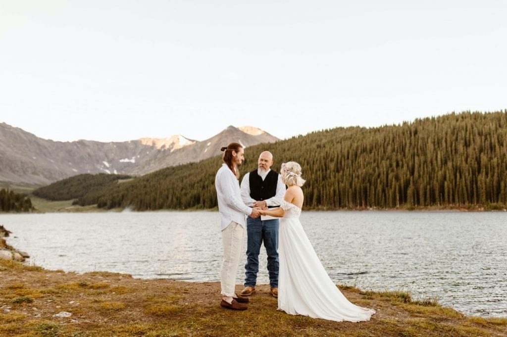 lake wedding ceremony in Colorado