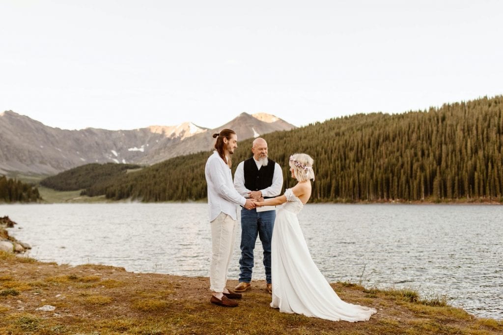 lake wedding ceremony in Colorado