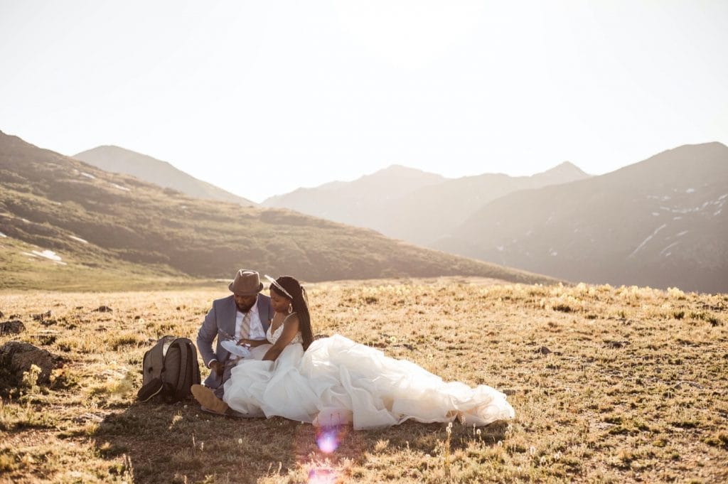 high alpine picnic during an Aspen Colorado elopement