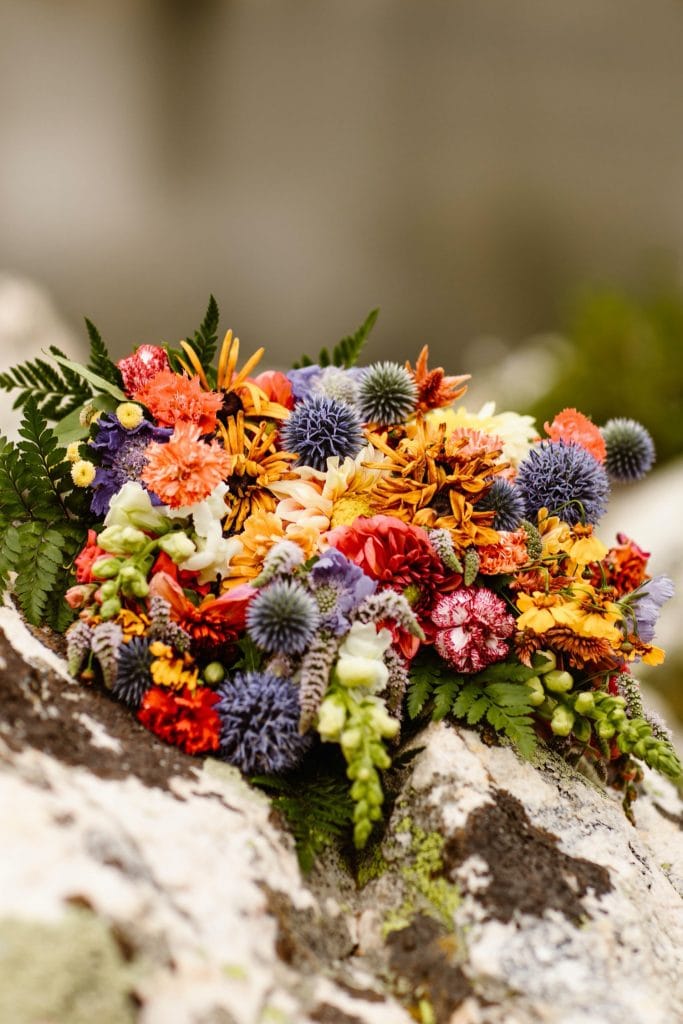 flower bouquet for a Snowy Range Wyoming elopement