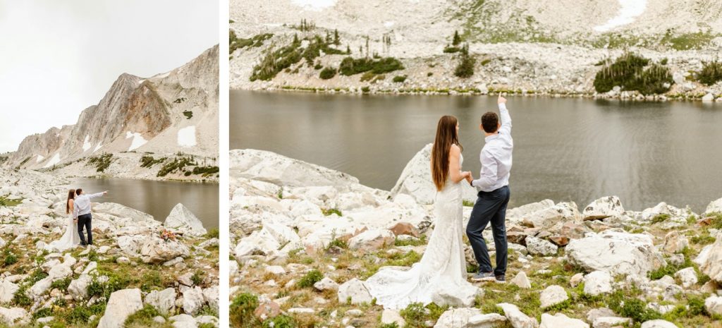 Wyoming elopement ceremony by a high alpine lake