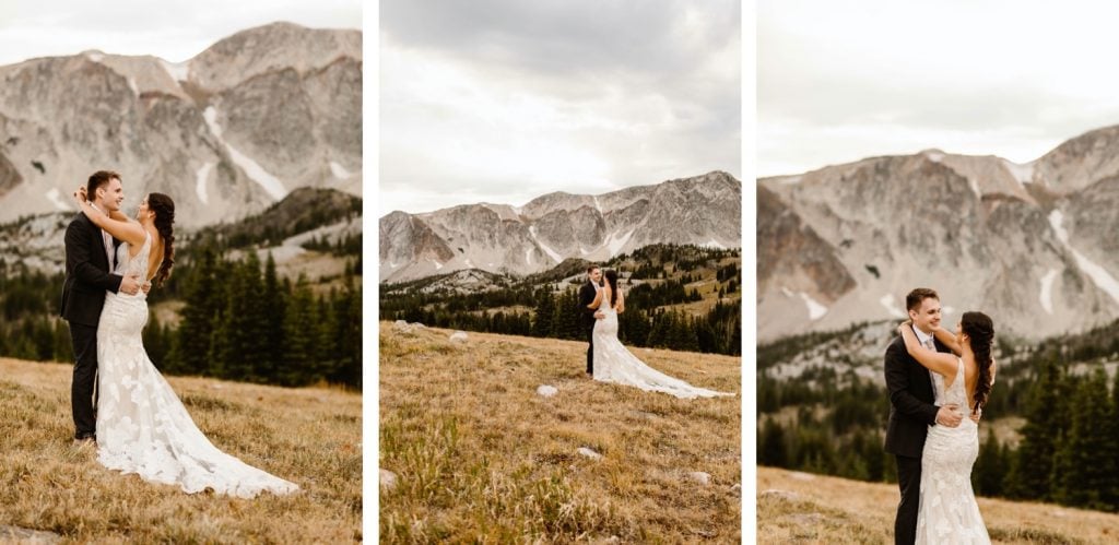 Wyoming wedding couple sharing their first dance as a married couple