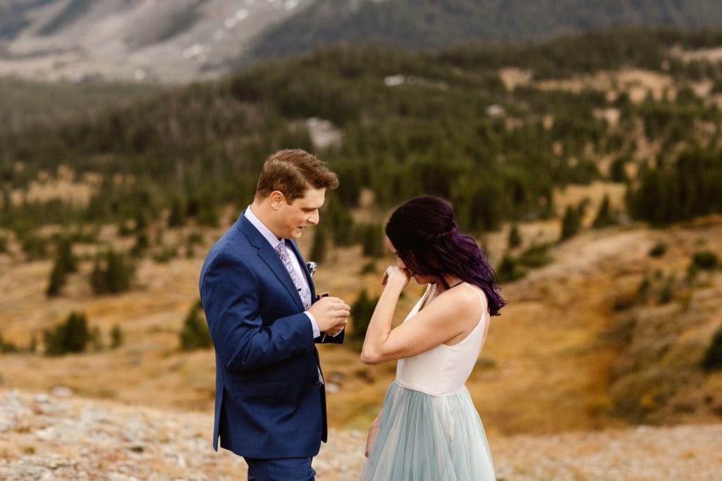 Buena Vista elopement ceremony ring exchange