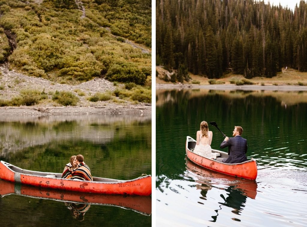 Crested Butte elopement adventures | red canoe wedding photos