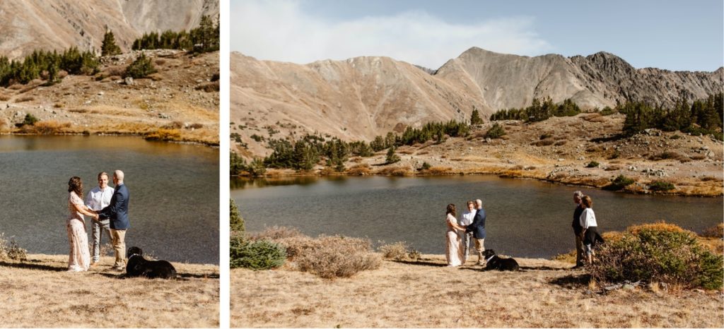 Colorado micro wedding ceremony by a mountain lake