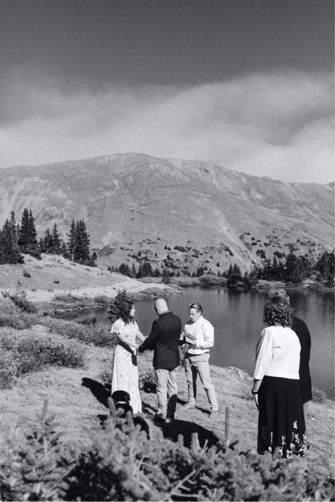 Colorado micro wedding ceremony by a mountain lake