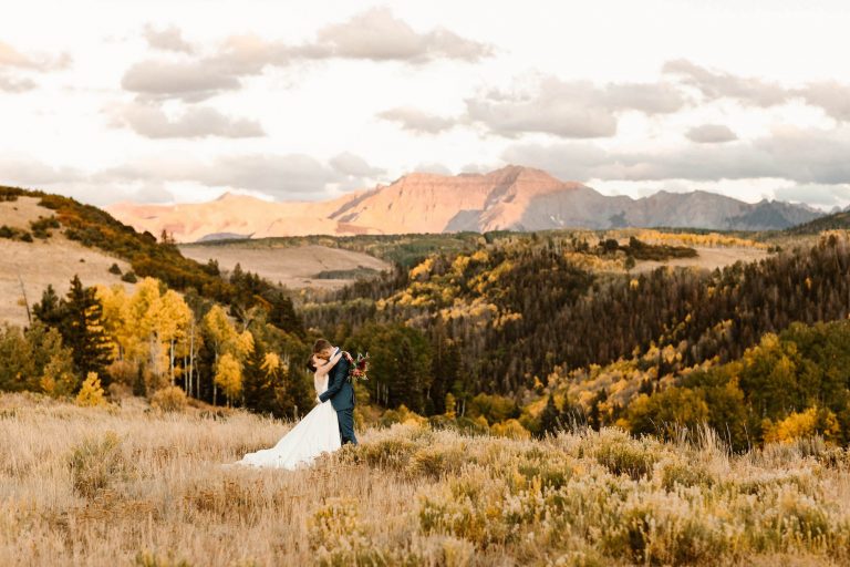 Adventure elopement in the mountains of Telluride during the fall taken by Colorado elopement photographers