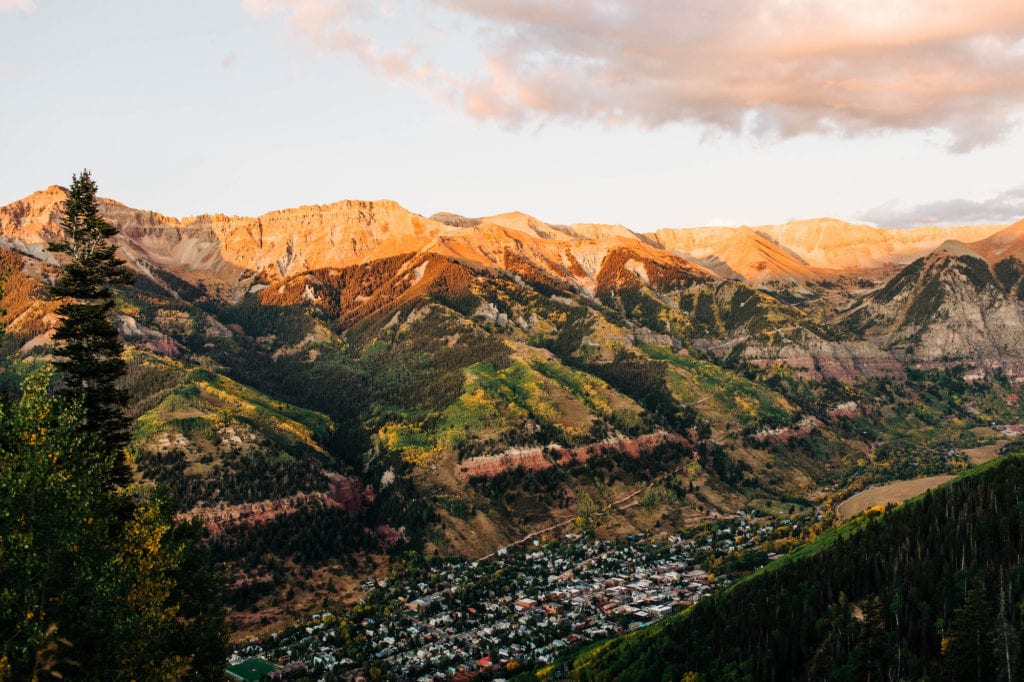 view from the gondola in Telluride - best mountain towns in Colorado