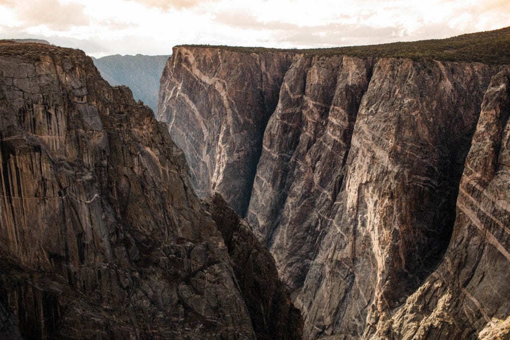 view of Black Canyon of the Gunnison on a Colorado road trip itinerary
