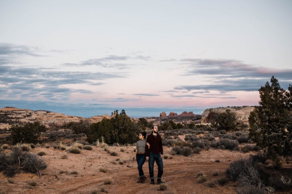 best things to do in Moab Utah | spending blue hour down a dirt road