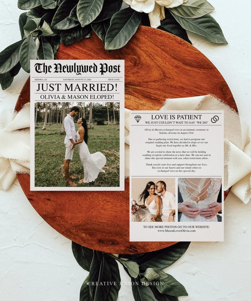 newspaper style funny elopement announcements
