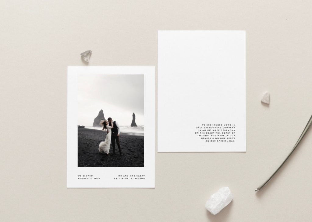 minimalist we eloped announcement cards