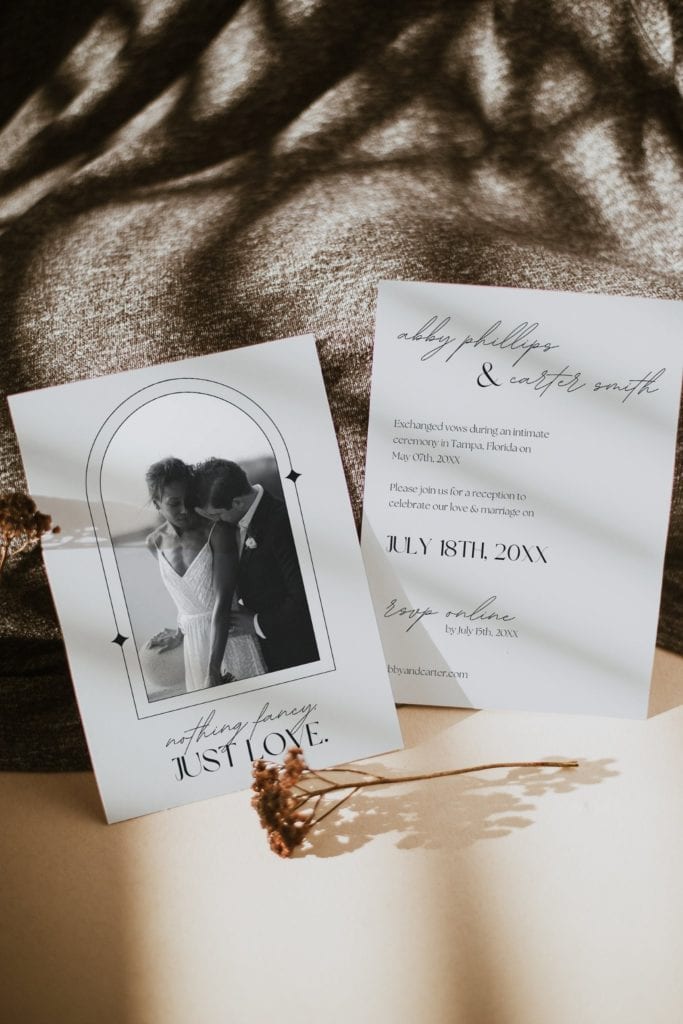 whimsical modern elopement announcements cards