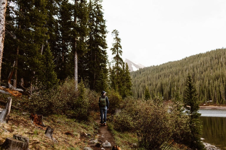 man hiking the trail at Clinton Gulch in Colorado