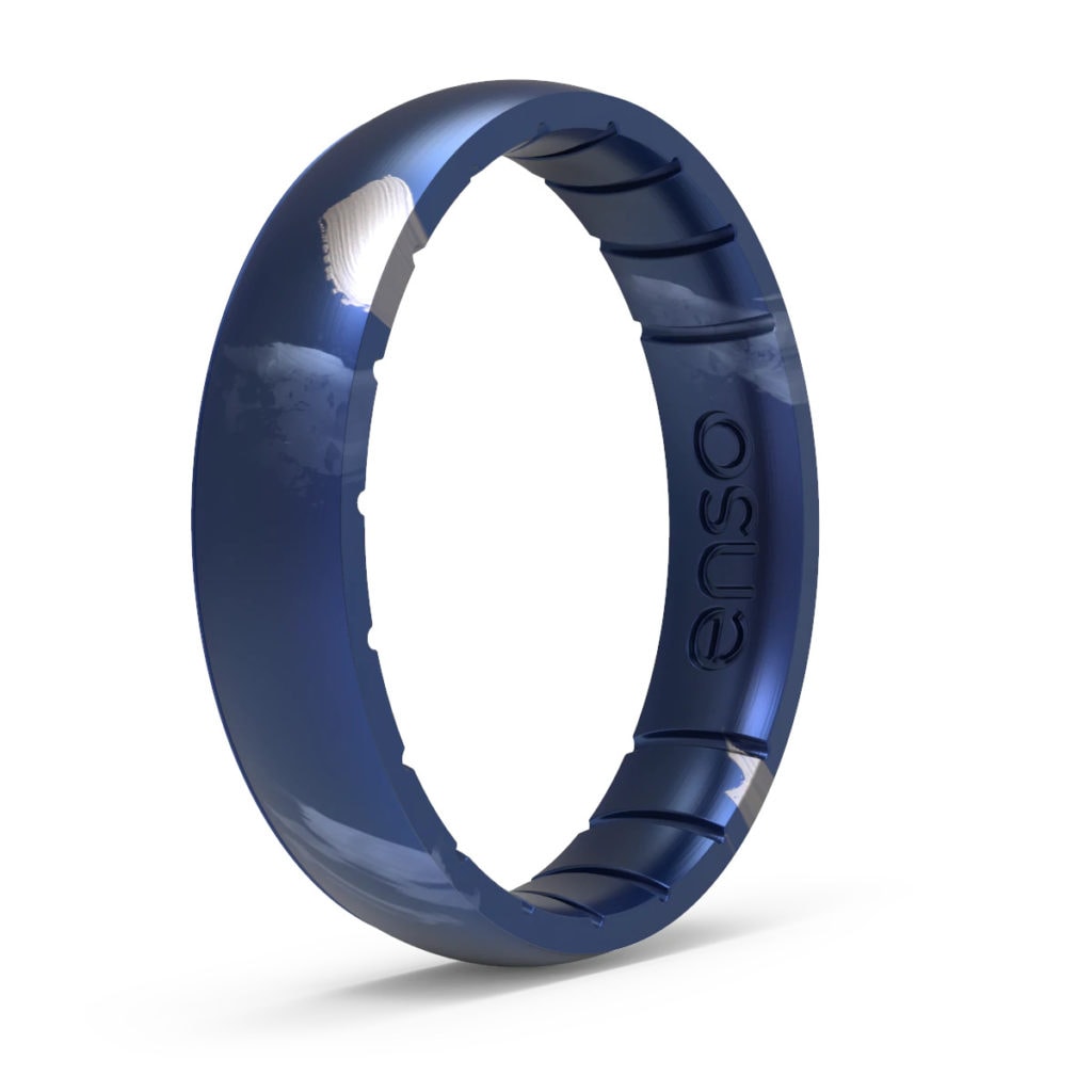 crystal infused navy blue best silicone wedding bands for men and women