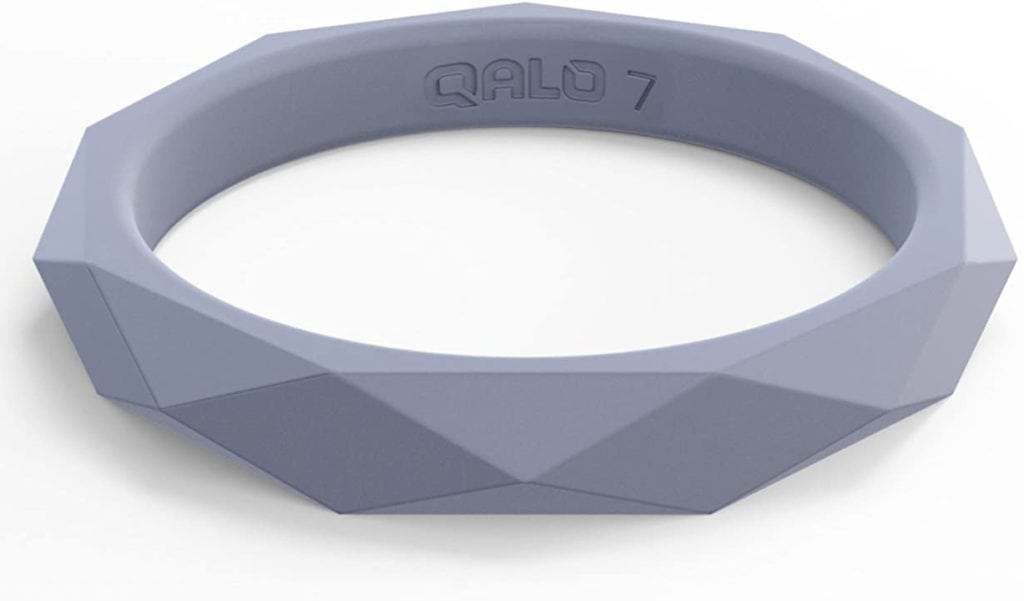 dusty blue geometric best silicone wedding bands for women