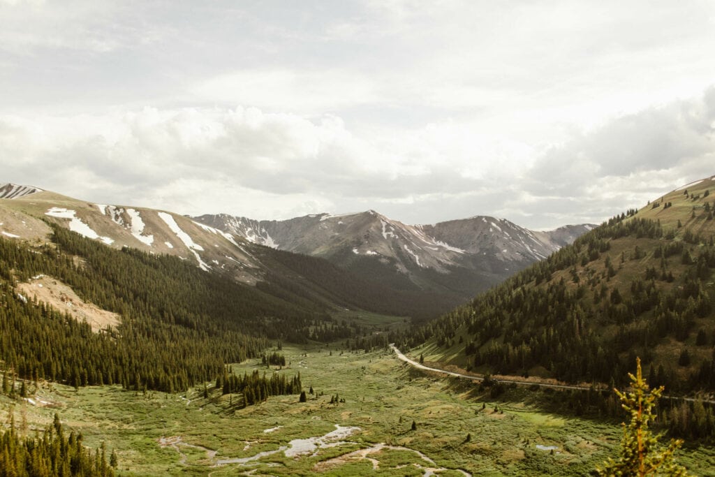 wide open view of the valley on the Aspen side of the summit of Independence Pass in Colorado