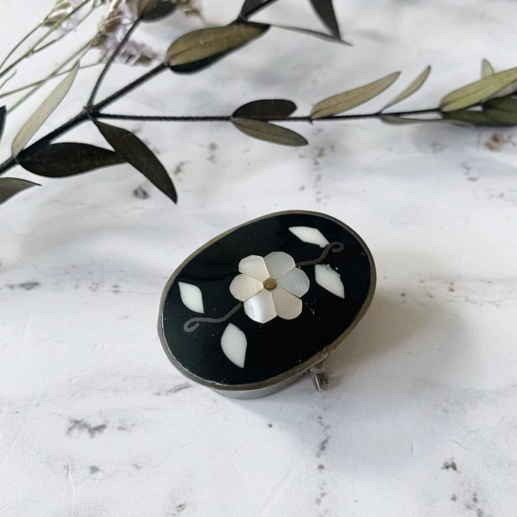 mother of pearl unique wedding ring box with floral design